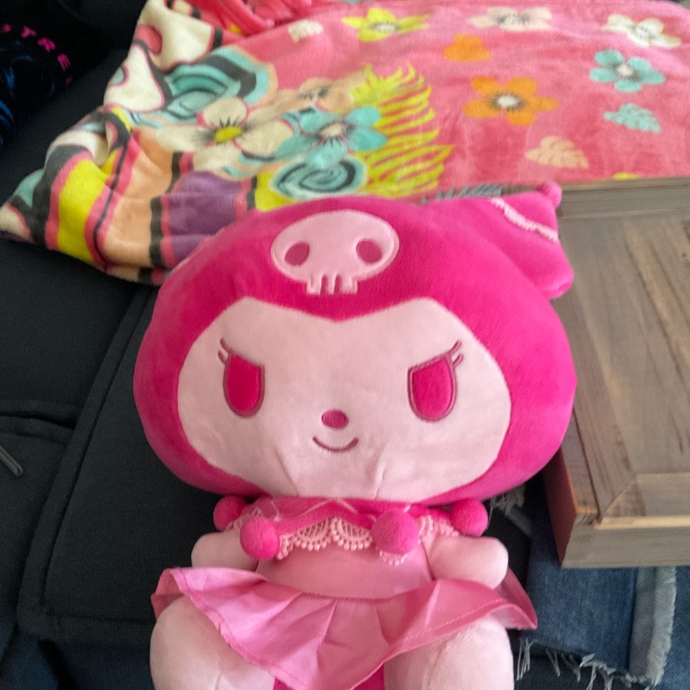 Pink Kuromi Plush Toy with Skull Design